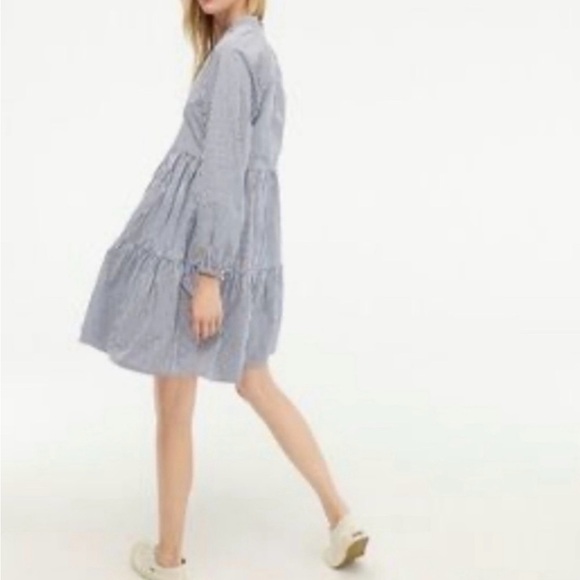 J. Crew Tiered Blue and White Striped Dress NWT - Picture 3 of 7